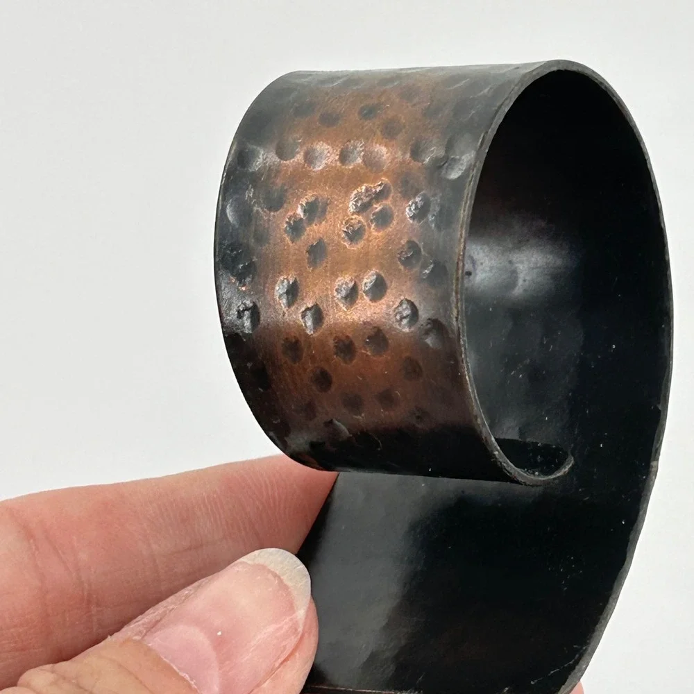 Hammered Metal Napkin Rings Spiral Wrap Bronze Copper Set of 3